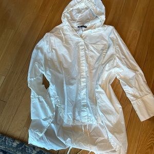 Zara top shirt oversized large jacket button up nwot white boho L Zara